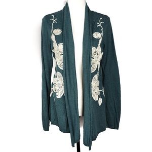 Anthropologie Knitted & Knotted Dark Teal Cardigan